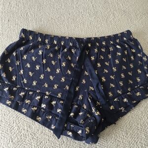 Victoria’s Secret Gold Monogram Lounge Sleep Shorts Size Large Satin Tie Waist